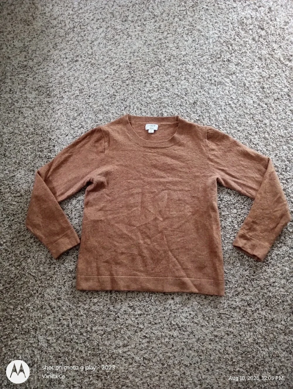 J.Crew Cotton Teddie Sweater Crewneck Hthr Camel Medium